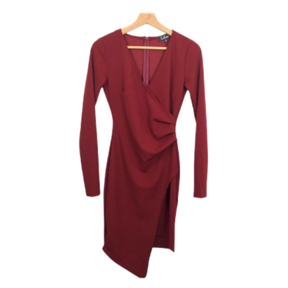 Lulus Maroon Red Bodycon Long Sleeve Dress Small